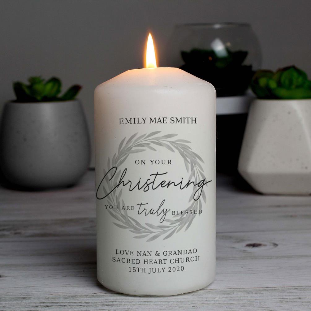 Personalised Truly Blessed Christening Pillar Candle Extra Image 2